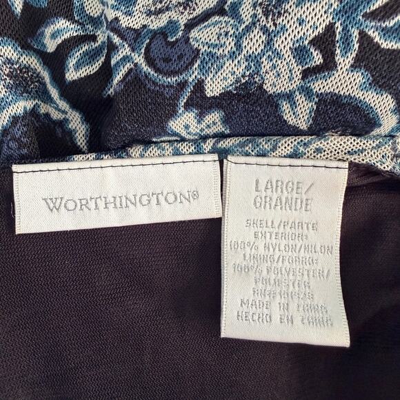 Vintage Worthington Top Womens Large Mesh Babydoll Paisley Y2K Faux Wrap - Picture 11 of 15